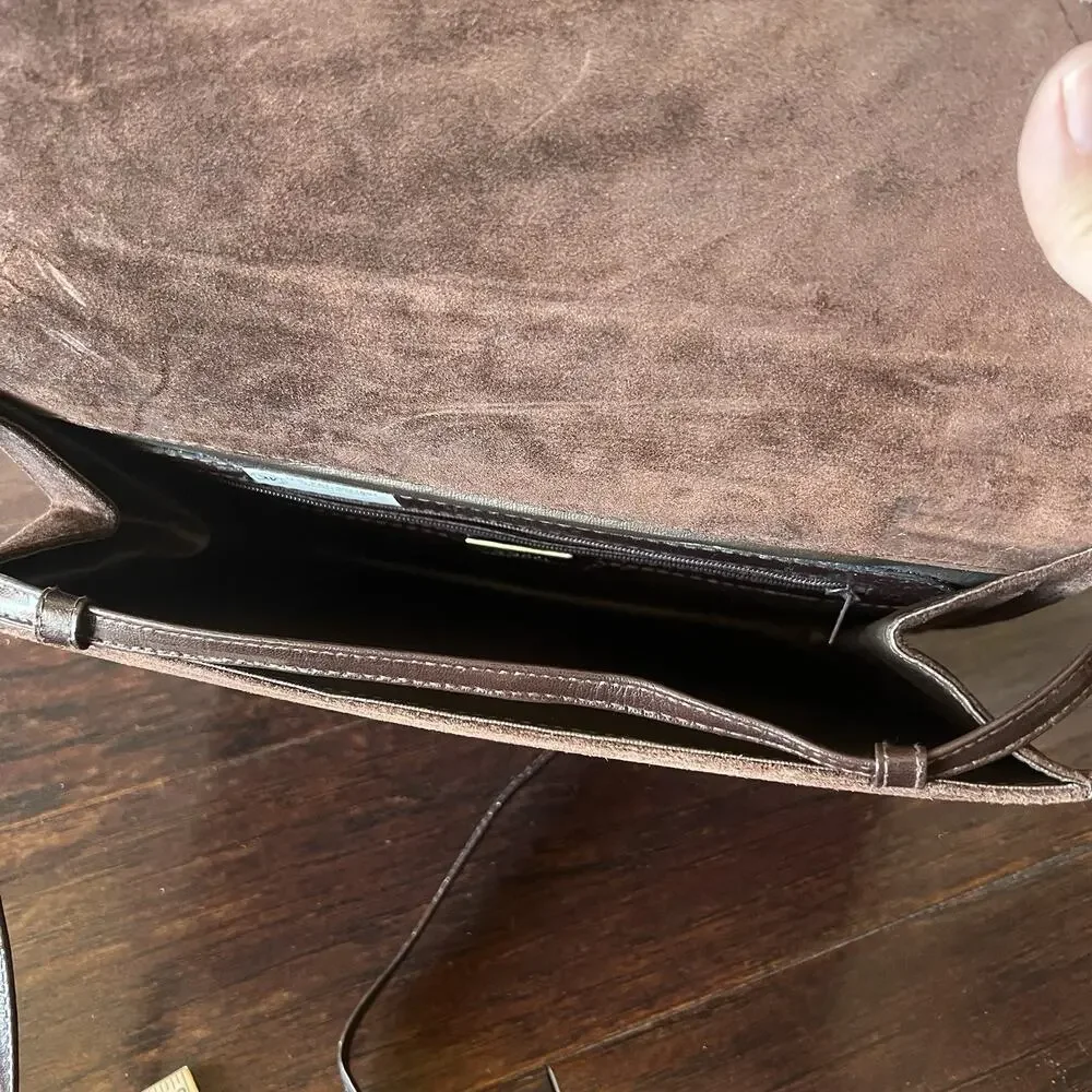 Scepi Women Purse Made In Italy Brown Leather Suede VTG Crossbody Shoulder Bag - Picture 12 of 12